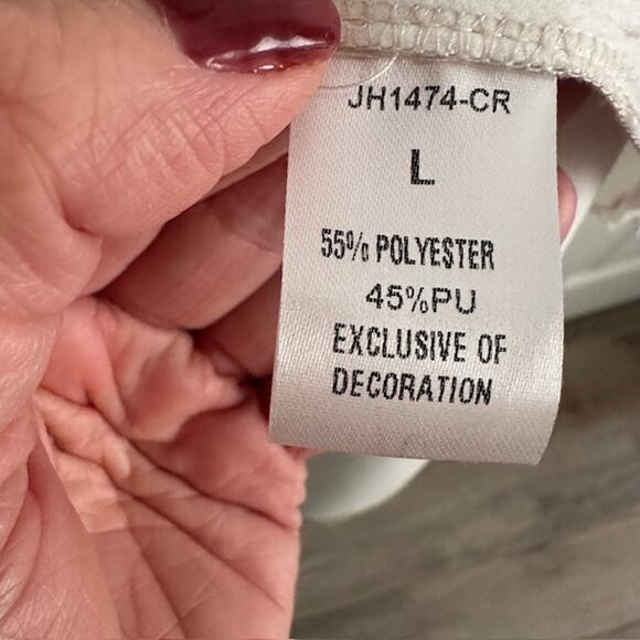 THML Faux Leather Cream Flutter Sleeve Mini Shift Style Dress Large - Picture 8 of 8